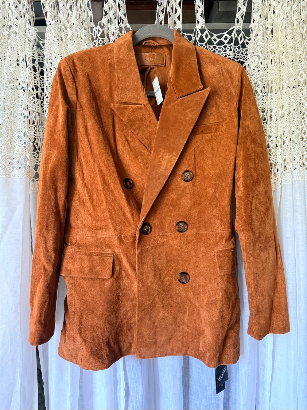 Free People: BlankNYC: Suede Double-Breasted Blazer: M: Cinnamon - Picture 2 of 7
